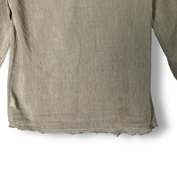 Vintage Free People Silk Blend Blouse Sz XS Ruffle Semi Sheer Open Button Y2K - Picture 13 of 15